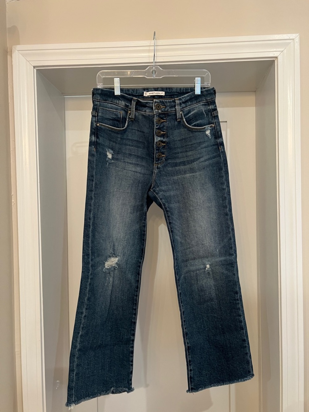 Whetherly James Distressed High Waist Button Fly Wide Leg Jeans | 4 - Picture 2 of 13